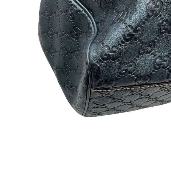 GUCCI SLATE BLUE METALLIC GG MONOGRAM GUCCISSIMA LEATHER LARGE SUKEY TOTE HANDBA - Picture 10 of 13